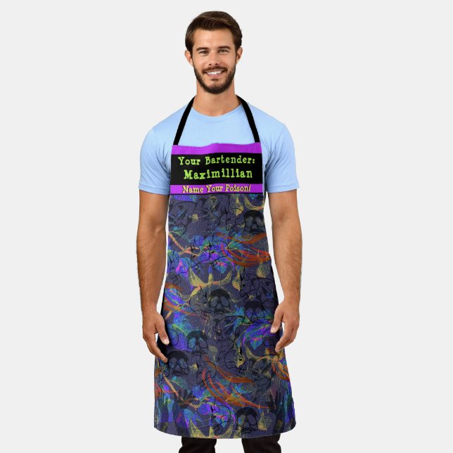 Bartender Name Your Poison Personalized Apron (Worn)