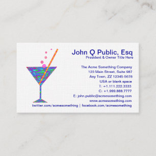 Bartender Night Club Martini Glass Business Cards
