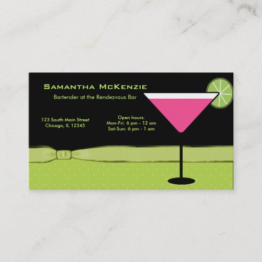 Customizable Bartender/Owner Bar Business Card