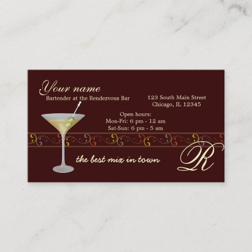 BartenderOwner Bar Business Card