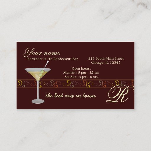 Customizable Bartender/Owner Bar Business Card Templates