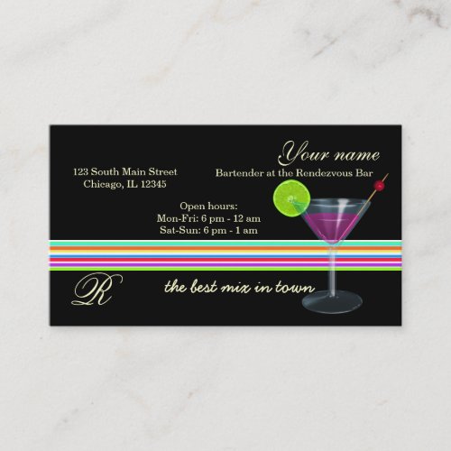 Bartender/Owner Bar Business Card Template