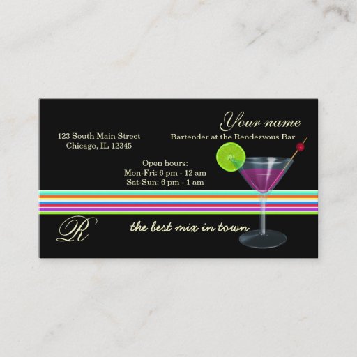 Customizable Bartender/Owner Bar Business Card Template