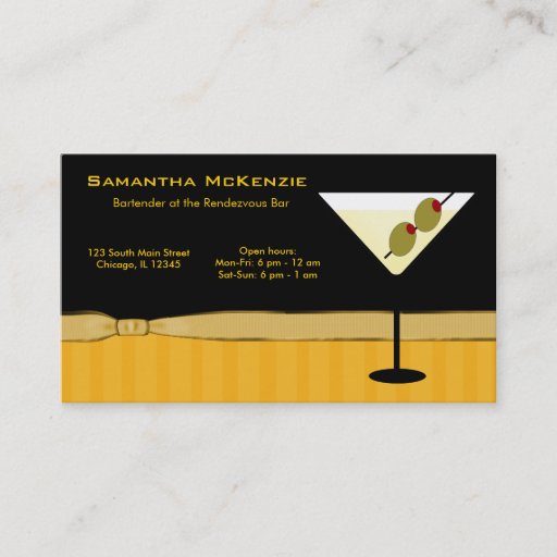Customizable Bartender/Owner Bar Business Cards