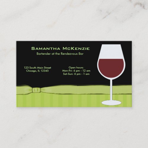 Bartender/Owner Bar Business Cards