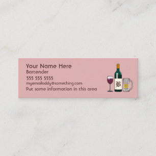 Bartender Pink Mini Business Card