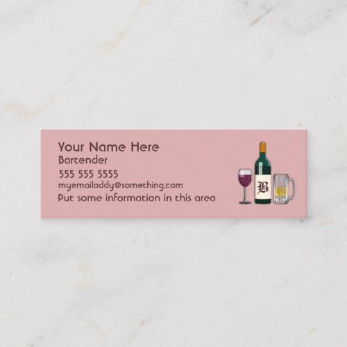 Bartender Pink Business Card Templates