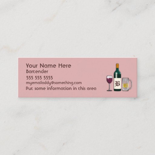 Customizable Bartender Pink Business Card Templates