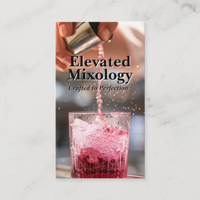 Bartender Pouring a Cocktail | Mixologist Business Card (Front)