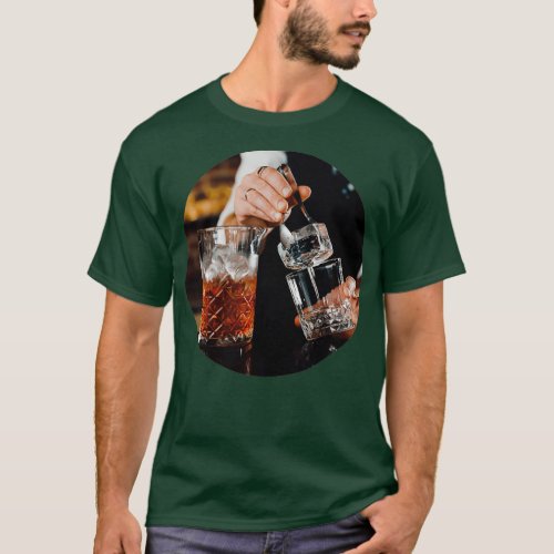 Bartender preparing a cocktail negroni T_Shirt