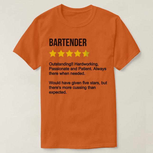 Bartender Review T-Shirt (Design Front)