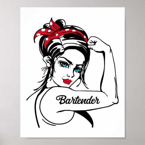 Bartender Rosie The Riveter Pin Up Poster