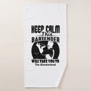 Bartender Shirt - Keep Calm This Bartender T shirt Bath Towel