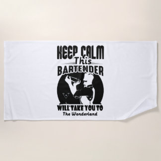 Bartender Shirt - Keep Calm This Bartender T shirt Beach Towel