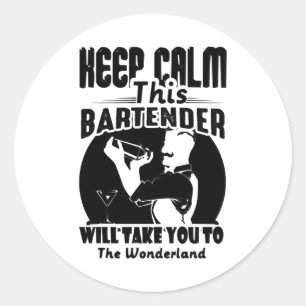 Bartender Shirt - Keep Calm This Bartender T shirt Classic Round Sticker