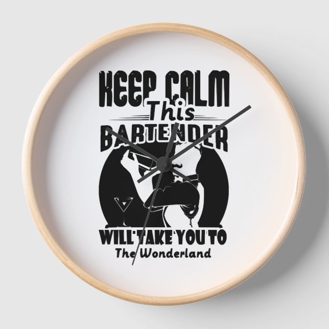 Bartender Shirt - Keep Calm This Bartender T shirt Clock (Front)