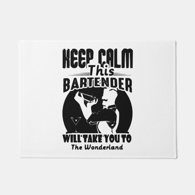 Bartender Shirt - Keep Calm This Bartender T shirt Doormat (Front)