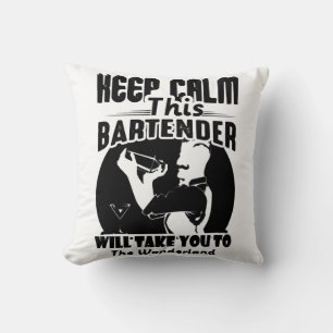 Bartender Shirt - Keep Calm This Bartender T shirt Throw Pillow