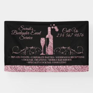 Bartender sparkle pink Black Banner