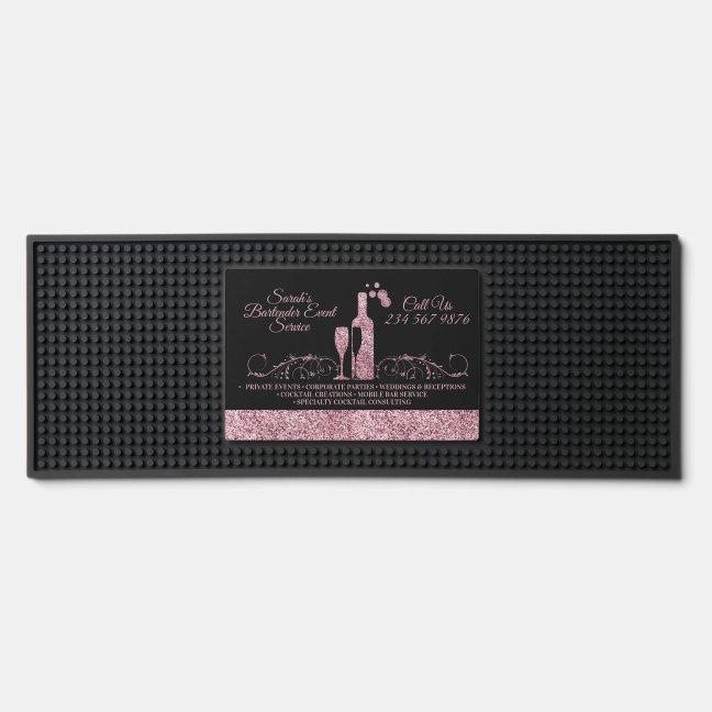 Bartender sparkling pink elegant bar mat