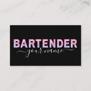 Bartender Typography Signature Calligraphy Black Business Card