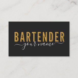 Bartender Vintage Retro Typography Signature Name Business Card