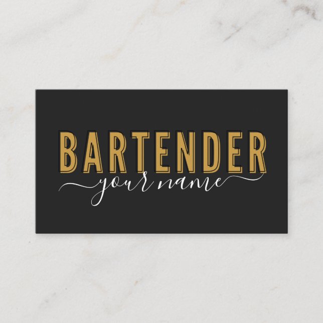 Bartender Vintage Retro Typography Signature Name  Business Card (Front)