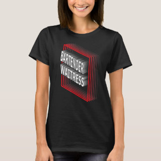 Bartender Waitress Job Title Appreciation Retro T-Shirt
