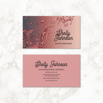 Bartender Wedding Events Elegant Red Splash Business Card by GirlyBusinessCards at Zazzle