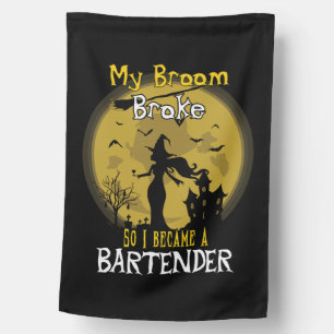 Bartender Witch Halloween House Flag