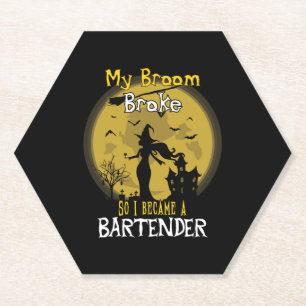 Bartender Witch Halloween Paper Coaster