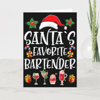 Bartender Xmas Gift Santa's Favorite Bartender Chr Card