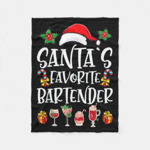 Bartender Xmas Gift Santa's Favorite Bartender Chr Fleece Blanket