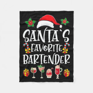 Bartender Xmas Gift Santa's Favorite Bartender Chr Fleece Blanket