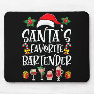 Bartender Xmas Gift Santa's Favorite Bartender Chr Mouse Pad