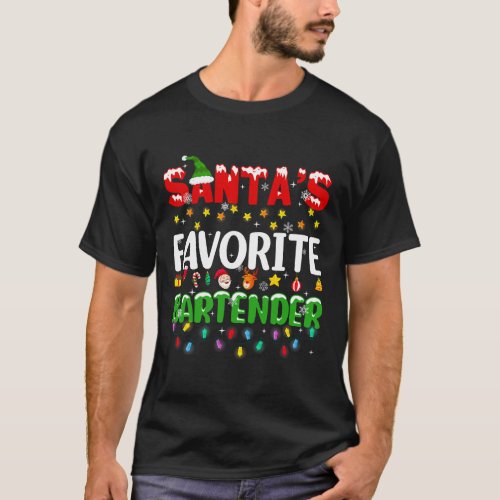 Bartender Xmas Santas Favorite Bartender Christmas T_Shirt