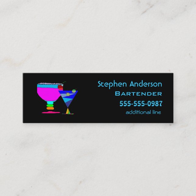 Bartenders Cocktails Business Cards (Front)