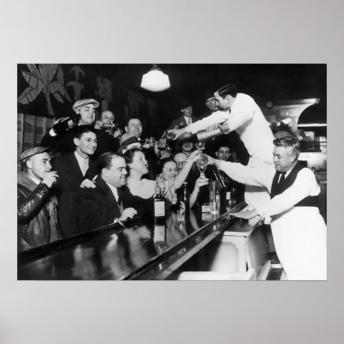 BARTENDERS POUR WITH BOTH HANDS _ PROHIBITION ENDS POSTER