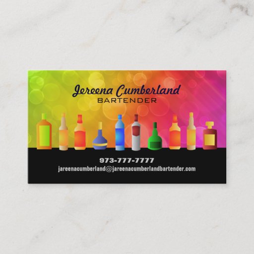Customizable Bartending Business Cards