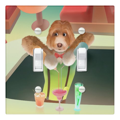 Bartending Dog in Retro Bar Light Switch Cover