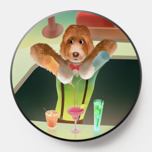 Bartending Dog in Retro Bar PopSocket