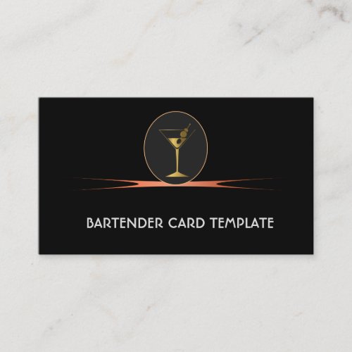 Bartending gold cocktail business cards