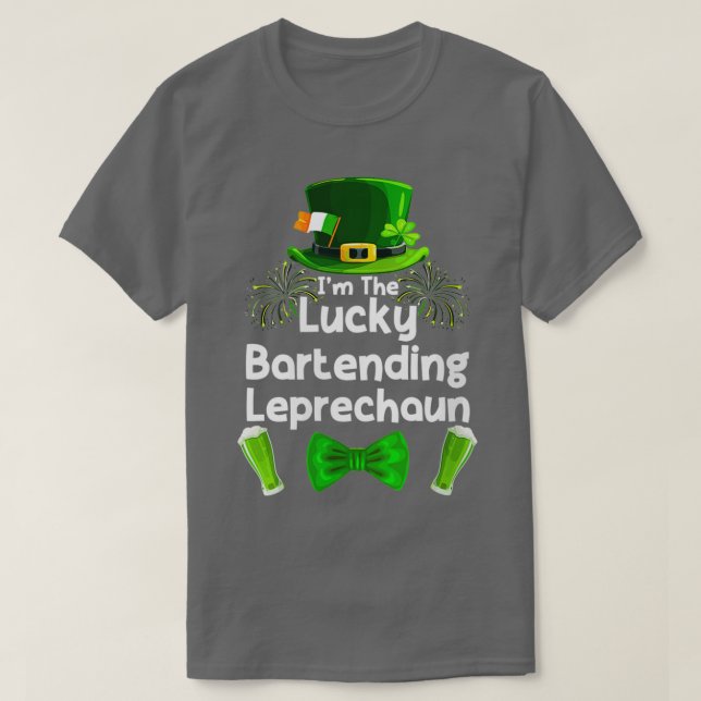 Bartending Leprechaun St Patrickx27S Day Bartender T-Shirt (Design Front)