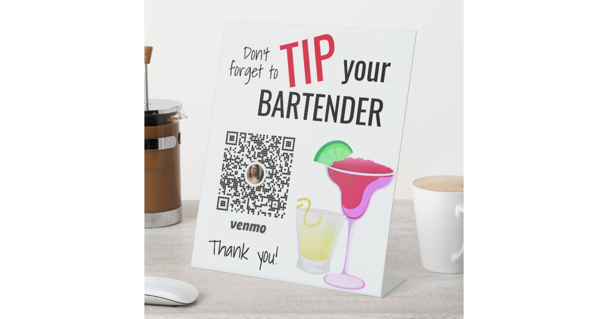 Bartending Supplies Tip Your Bartender Pedestal Sign Zazzle