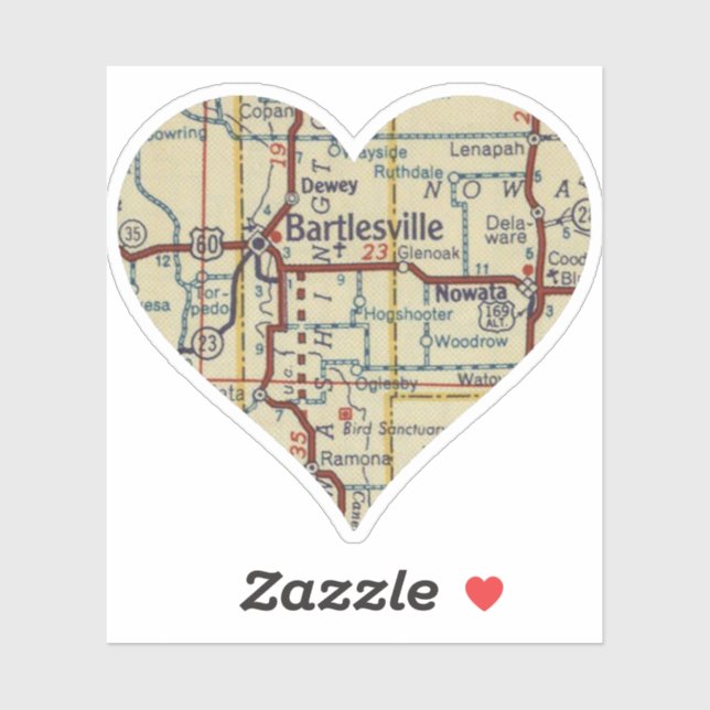Bartlesville OK Retro Map Sticker (Sheet)