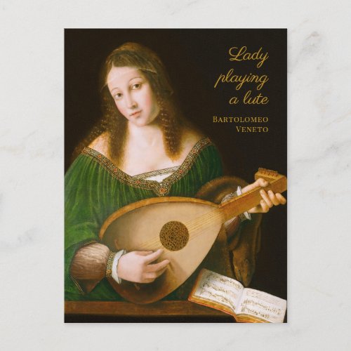 Bartolomeo Veneto Lady playing a lute CC1160 Postcard