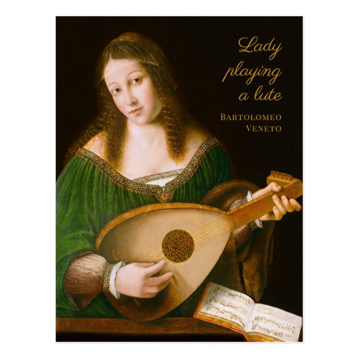 Bartolomeo Veneto Lady playing a lute CC1160 Postcard