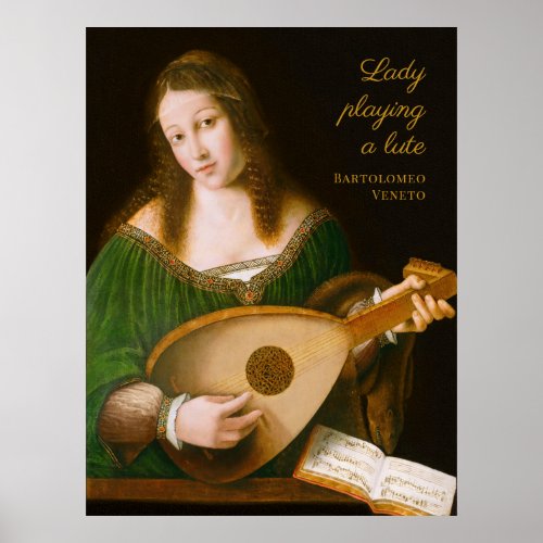 Bartolomeo Veneto Lady playing a lute CC1161 Poster