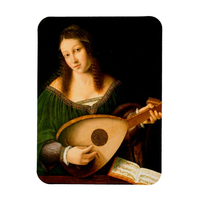Bartolomeo Veneto Lady Playing Lute Portrait Art Magnet (Vertical)