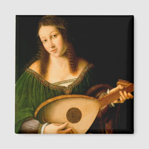 Bartolomeo Veneto Lady Playing Lute Portrait Art Magnet